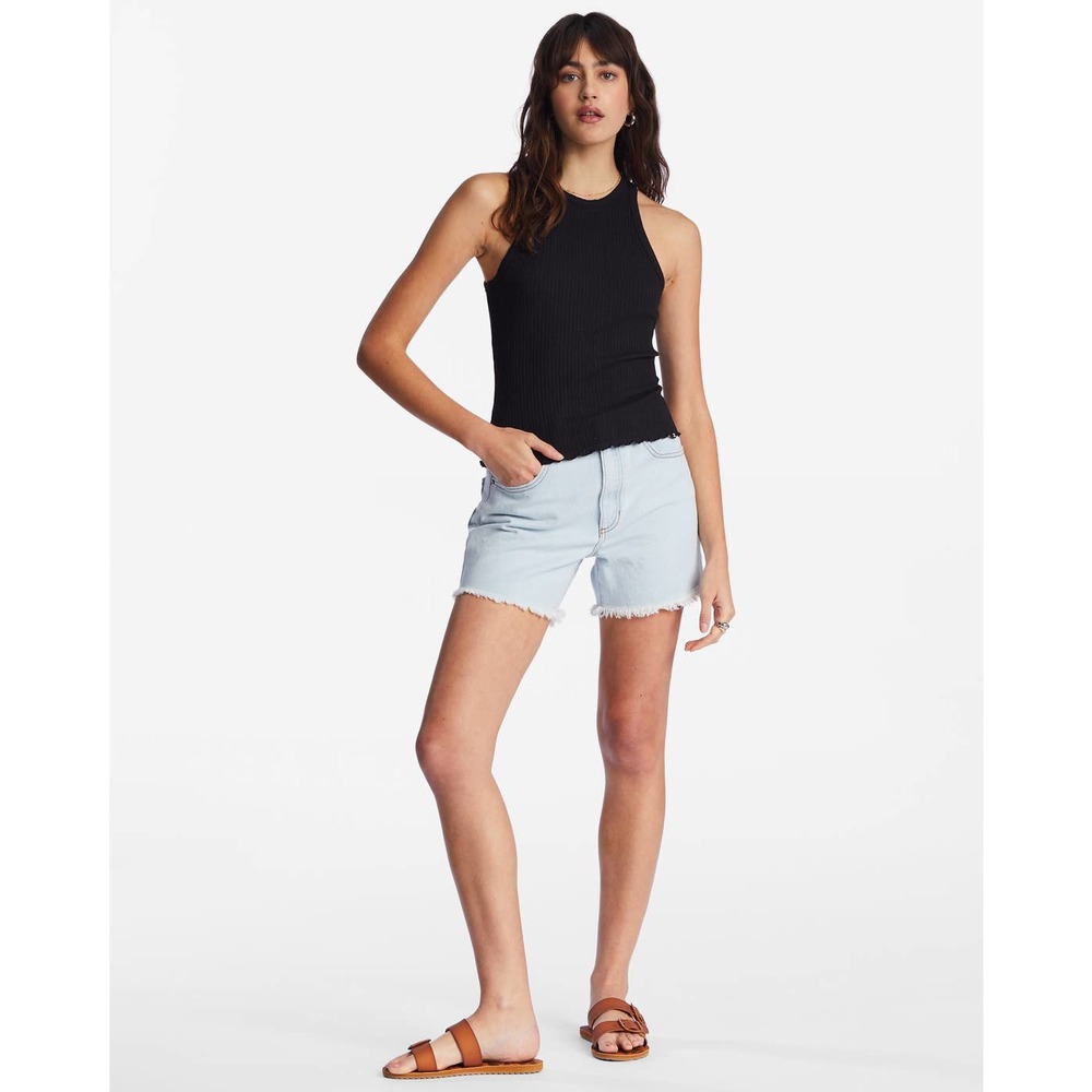 Billabong Women's Tomboy Stretch Ribbed Tank Top Tee T-Shirt - Black - Picture 4 of 5